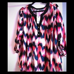 Colorful plus size blouse, 3X, brand new